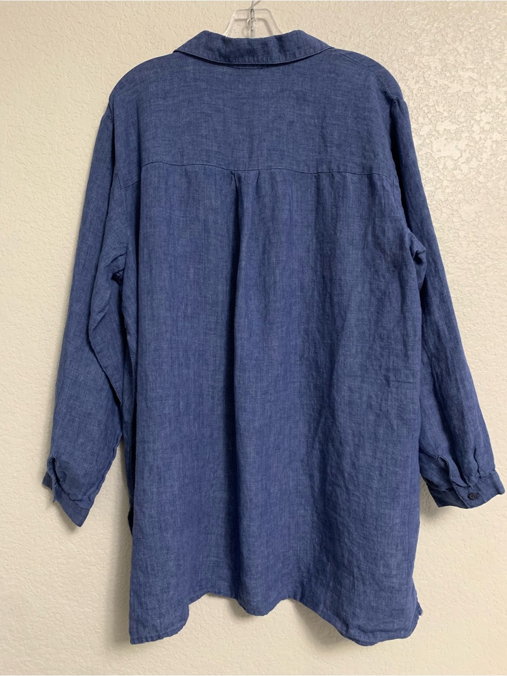 Eileen Fisher Linen Shirt Top Womens 1X Organic Linen Delave Classic Collar Blue - Picture 2 of 16